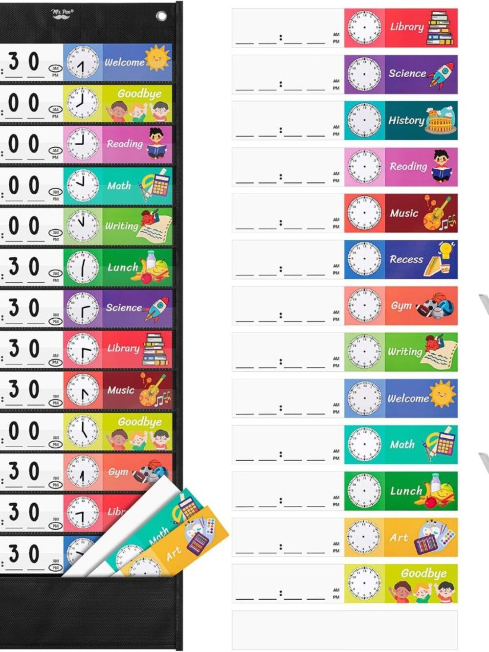 Daily Schedule Pocket Charts, 13+1 Pocket